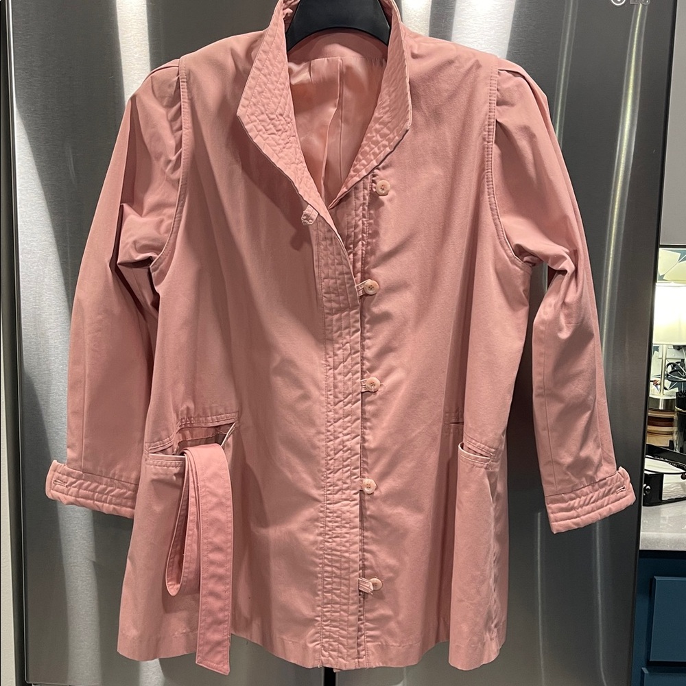 Button-Up Mid Length Pink Jacket Made in Philippines Vintage Rare Find